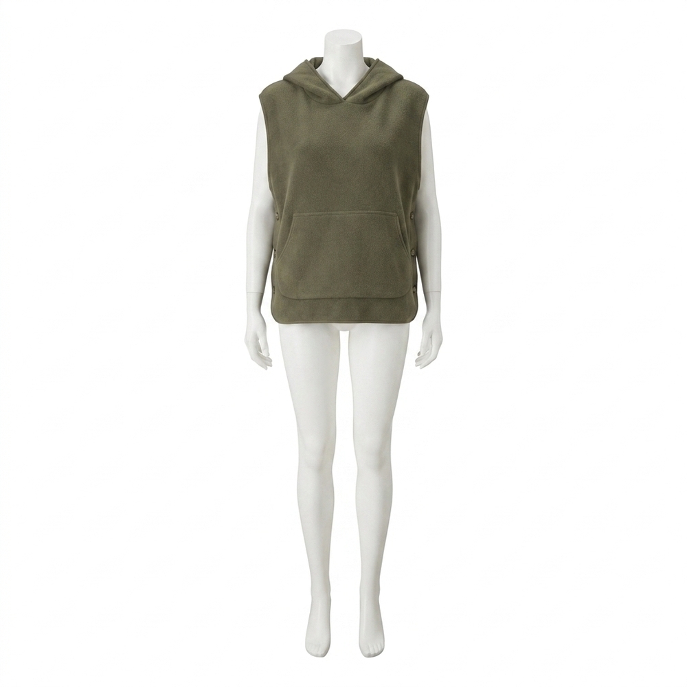 NEW COCO + CARMEN fern sherpa lined fleece vest in olive
